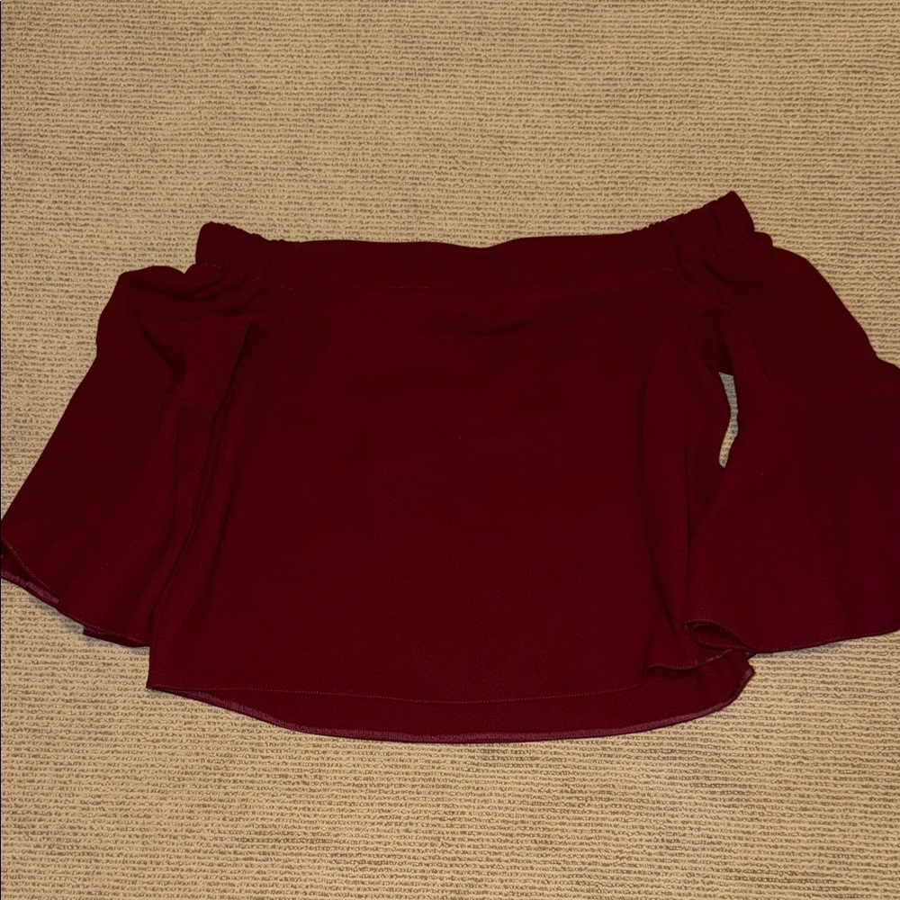 Topshop Burgundy Off-Shoulder Blouse